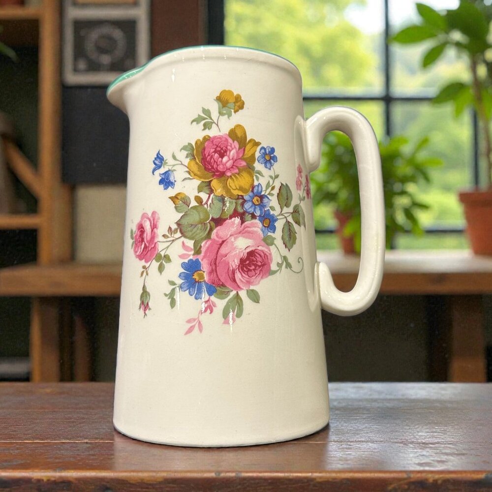 Vintage Lord Nelson Floral Pitcher, English Pottery Creamer Jug